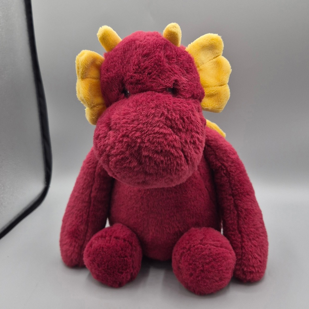 Ebba Aurora World Loopy Dragon Plush Stuffed Animal Burgundy Red Yellow 12 Inch